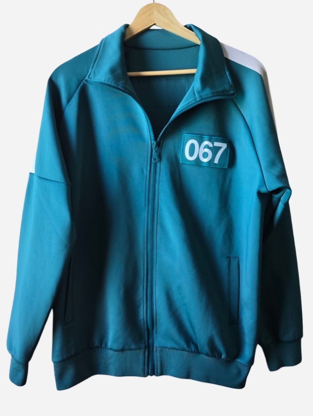 Teal Green Track Jacket "067" Patch Squid Game Inspired Costume Size L